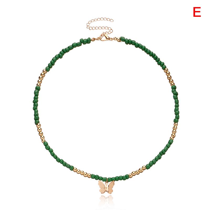 Colorful Small Bead Butterfly Star Pendant Choker Bohemia Necklace Women Jewelry