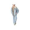 Levis FW22 Casual Cor Sólida Gola Lã de Cordeiro Jaqueta Jeans Solta Jaquetas Femininas Azul A3484-0000