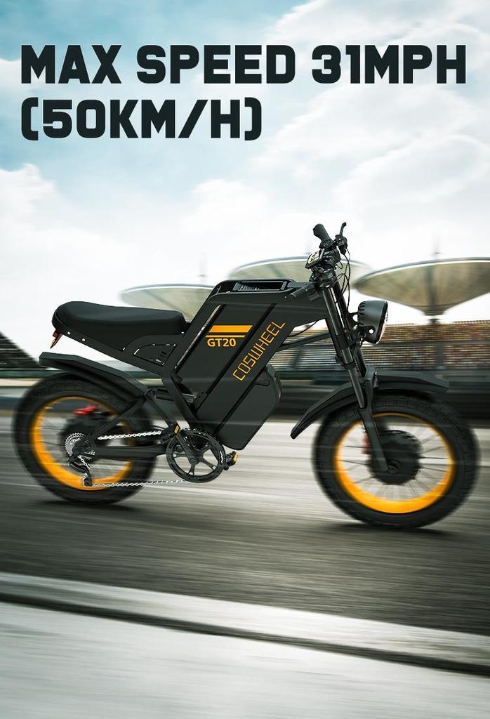 COSWHEEL GT20 Pro Ebike3000W 48V 40AH Electric Motorcycle Max 145 Miles Fat Tire Mountain Electric Bike Adult Off-Road Bicycle