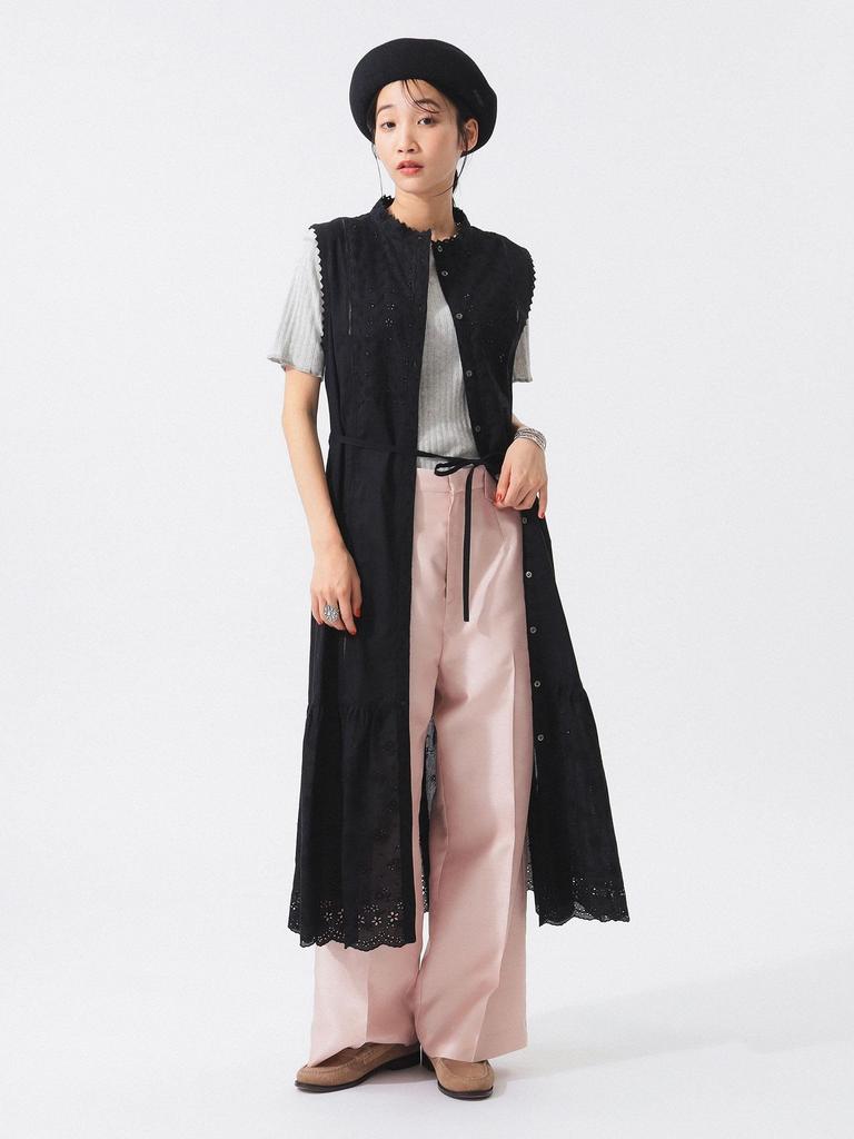 Beams Boy Women's Cutwork Sleeveless Dress, Black/Free