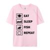 Eat Sleep Fish Repeat TShirt Man Newest Funny Tops  Tees NEW YEAR DAY Cotton T Shirts Customized TeeShirt