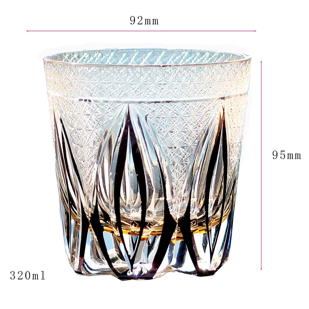 320Ml Edo Kiriko Whisky Tumbler Colored Purple Grey Hand Cut Japanese Glassware For Spirits