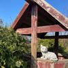Decorative garden sculpture of a cat made of concrete