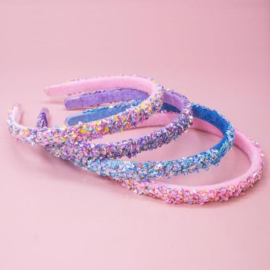 Thin Headbands for Girls Sparkly Sequin Hairbands Non-slip Cute Glitter Hair Accessories for Children Toddlers