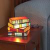 Stained Glass Stacked Book Light Bedside Bedroom Creative Small Lamp Resin Crafts Stacked Book Light Decorative Reading Lighting