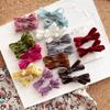 European-style Simple and Sweet Candy-colored Velvet Bow Tie Children's Cute Matching Accessories with Side Clips and Hair Clips