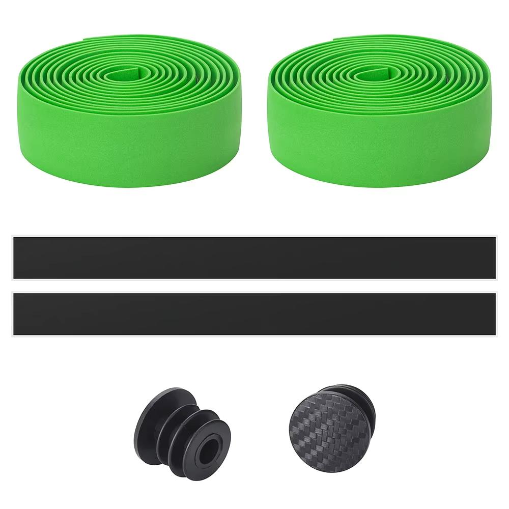 1Pair Bicycle Handlebar Tape Anti-Slip Damping Cycling Road Bike Handle Belt Wraps With Bar End Plugs Accessories for Road Bike