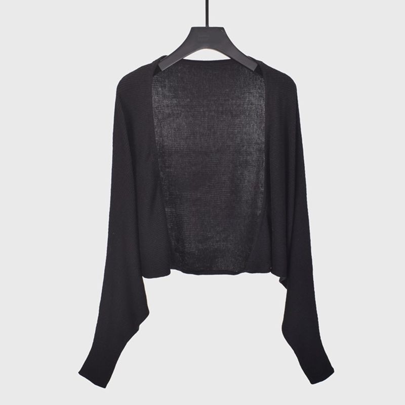 

Six Wool Sweet Elegant Soft Glutinous Knitting Cardigan Outwear Female Spring & Fall New Arrival Loose Outer Wear Pure Color Short Tops Black One size