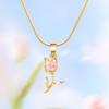 Tulip Pendant Necklace Copper Chain Womens Elegant Spring Jewelry