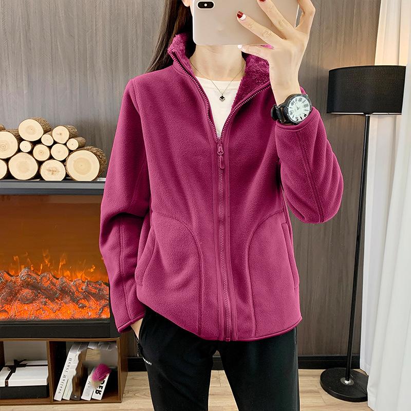 

Женская куртка для активного отдыха, зимняя теплая куртка с воротником-стойкой, плюшевая куртка больших размеров для повседневного ношения S