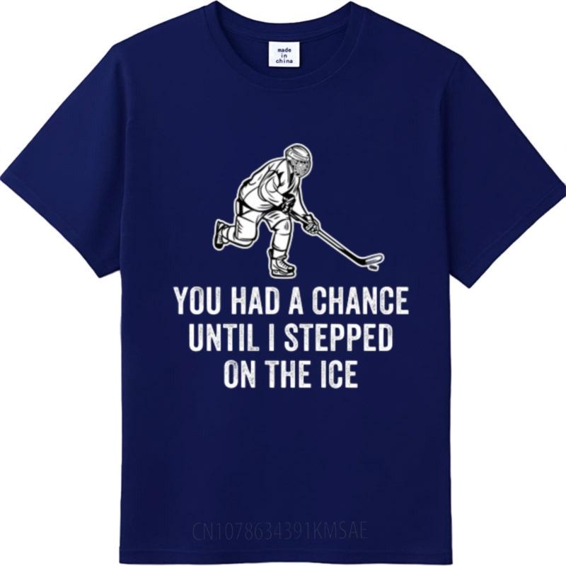 New Cotton Tshirt Adult Unisex Oneck Tshirt Streetwear Hockey Player With Stick And Text Cool Teenagers Tops Brand Teeshirt