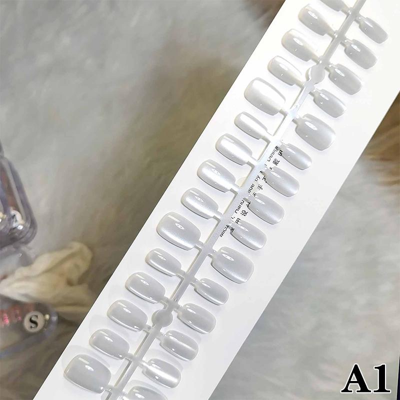 30 Buc. Unghii Scurte de Mărimi Diferite, Presate, Decorare Ochi de Pisică, Unghii False Purtabile, Acoperire Completă, Tipsuri de Unghii Artă