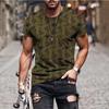 Camiseta de verano con estampado 3D para hombre, sencilla, con estampado de rayas a cuadros, fresca, transpirable, de manga corta, informal, moderna, de gran tamaño