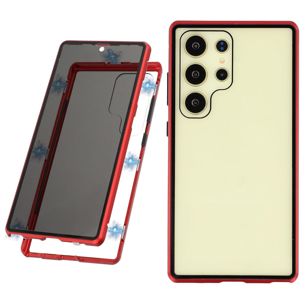 For Samsung Galaxy S24 Ultra Case with Anti-Spy Screen Protector Tempered Glass Metal Phone Cover Magnetic Clasp