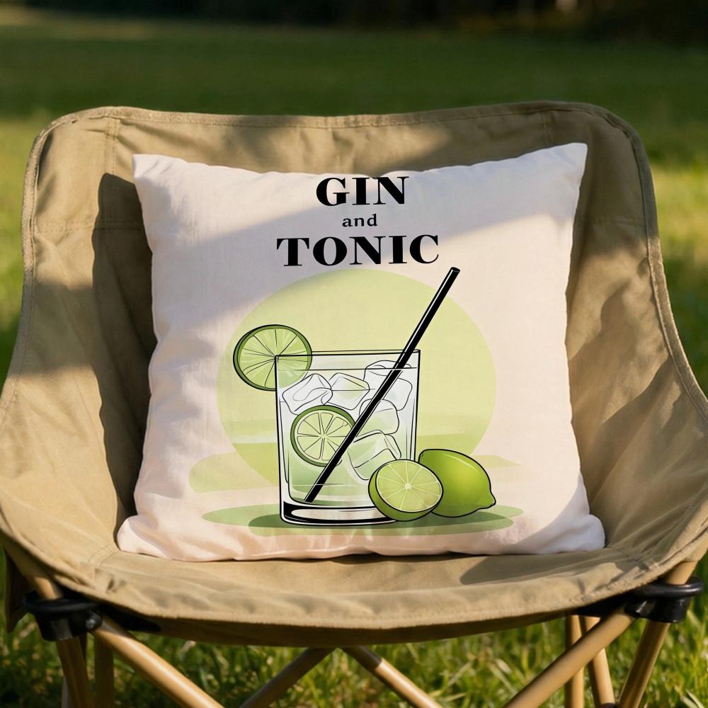 Gin  Tonic Cocktail Print Cushion Cover Soft Reversible  Durable Pillow Cover  MultiScene Use for Home  Car Daily Comfort