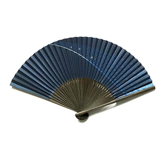 [Hanakanzashi] Folding Fan Men's Sensu Milky Way Tanabata Hemp Leaf Paper Fan Large Size Single Item