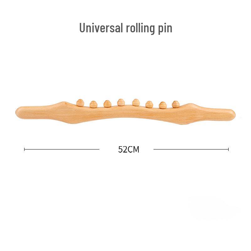 Eight-Bead Beech Wood Meridian Massage Stick for Whole Body Therapy