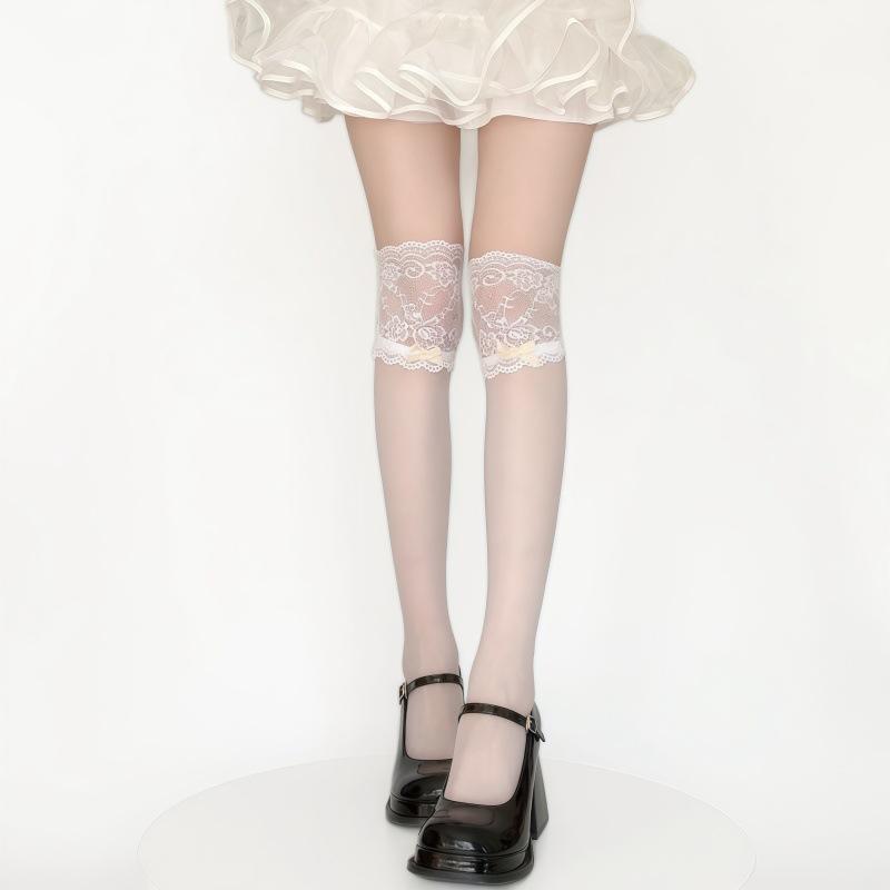 Summer Lolita Japanese Girls Lust For The Wind, White Streamer Bow, Any Cut Stockings, Children'S Knee Socks