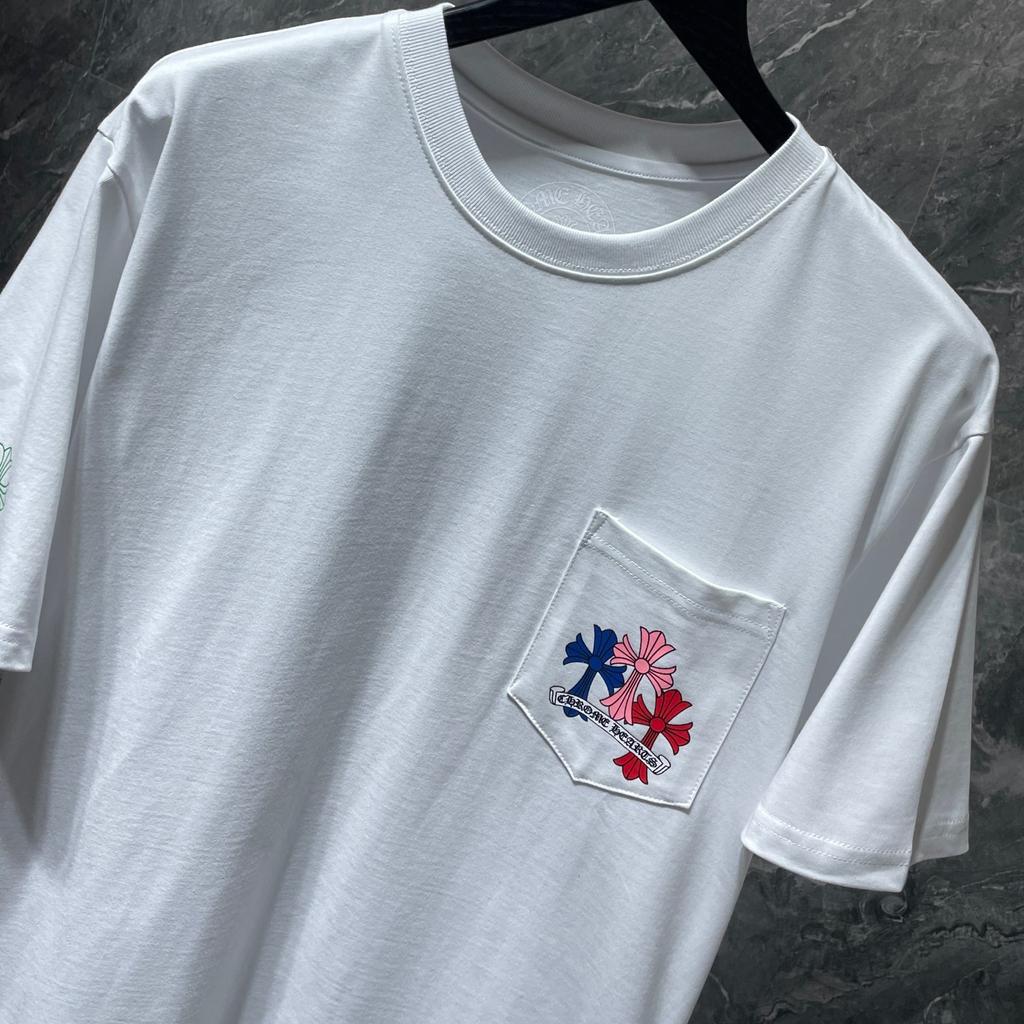 8505 CHROME HEARTS 2025 Καλοκαίρι Νέο Υψηλής Ποιότητας Βαμβακερό Στρογγυλό Λαιμό Φαρδύ μεγάλο μέγεθος Ανδρικό και γυναικείο μπλουζάκι Ζευγάρι