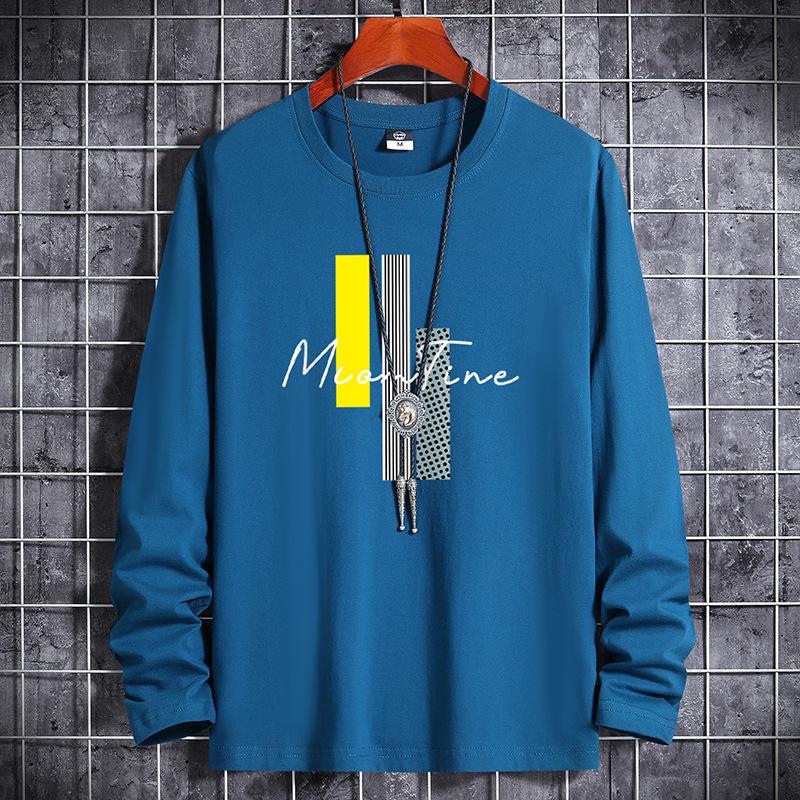 

Мужская белая футболка с длинным рукавом из 100% хлопка, 200 г - Тренд весна/осень 2XL