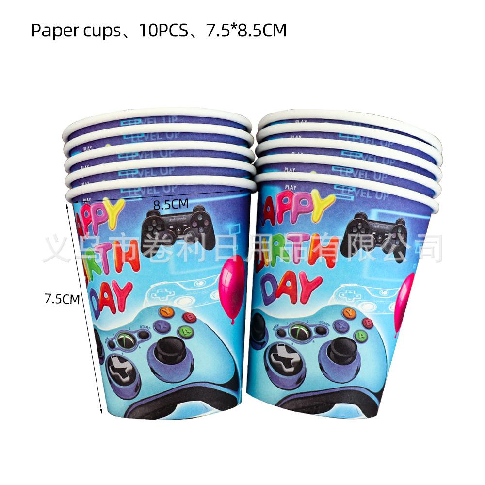 Blue Game Gomeon Party Supplies Birthday Decoration Paper Plate Paper Cup Paper Towel Flag Tableware Set Desktop