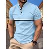 New Summer Men's Casual Sports Solid Colour Splicing Stripes Stand-up Collar Short Sleeve Polo Shirt
