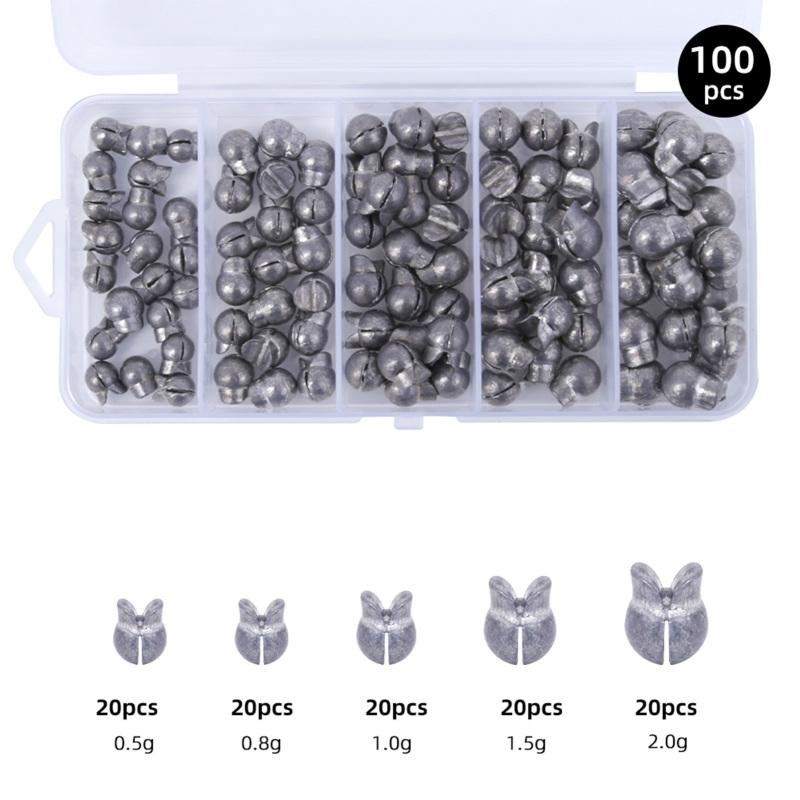 

100pcs Split Shot Fishing Weight Sinkers Removable Round Fishing Line Weights for Freshwater Saltwater белый