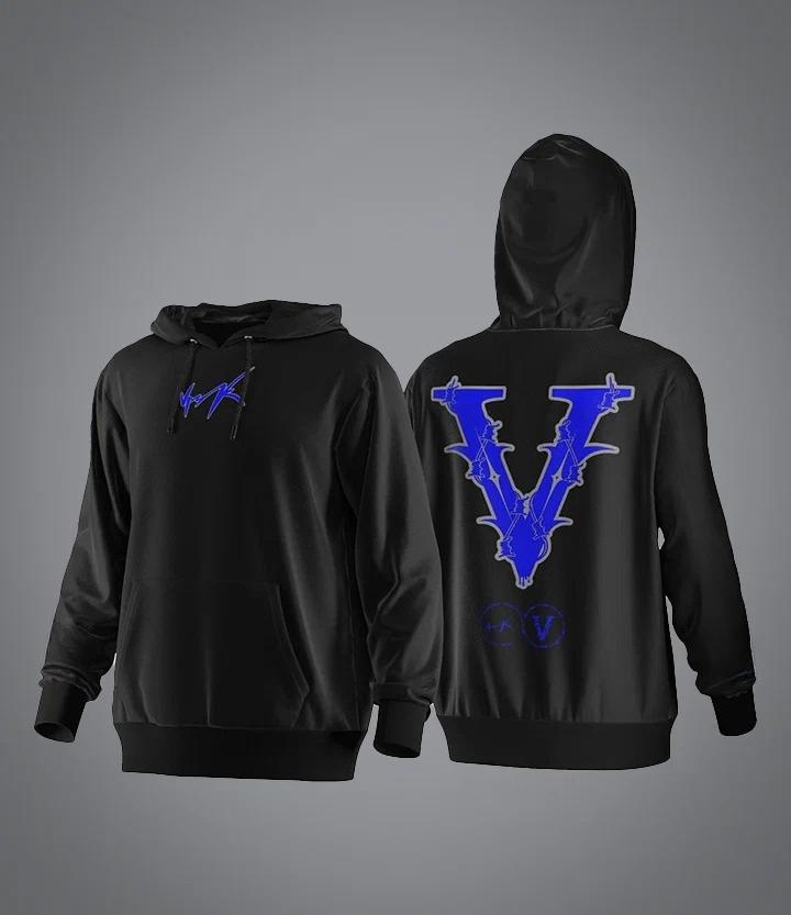 New Oversized Hoodie Men Women Red Large V Back Graphic Print Hooded Sweatshirt Hip Hop Vrk Streetwear Pullover Casual Long