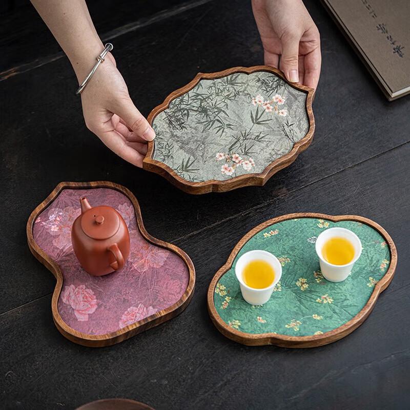 Red Raindrop Retro Chinese Solid Wood Tea Set