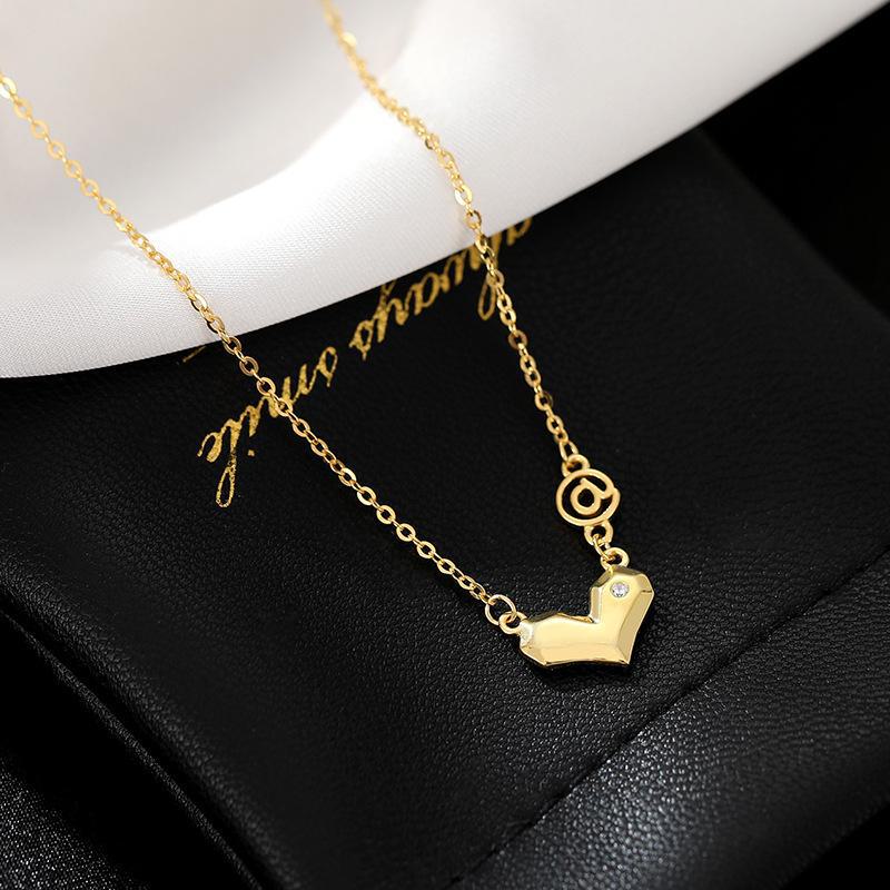 

Ожерелье с подвеской в виде сердца из серебра Banyan Tree S925 для женщин - минималистичный дизайн с 3D-буквами на цепочке ключицы NS1002 золотой