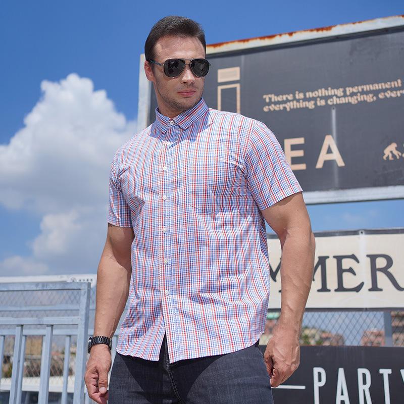 Plus Size Summer Plaid Shirt - Multicolor Short-Sleeve, Trendy Fit