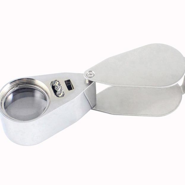 All-Metal 40x 25mm Jewelry Magnifier with LED & UV Light