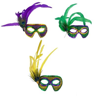 Elegante Abnehmbare Feder-Maskerade-Maske Funkelnde Pailletten Leicht Bequem Für Tänze Und Nachtfeiern
