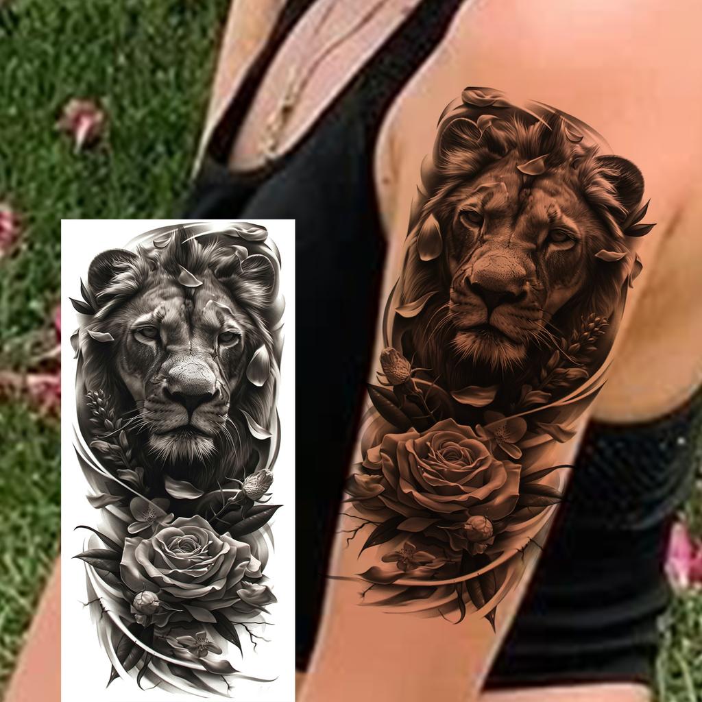 1 Sheet Realistic Fake Tiger Temporary Tattoos Sticker For Men Women Adults Water Transfer Transferable Tattoo Sleeve Waist Arm