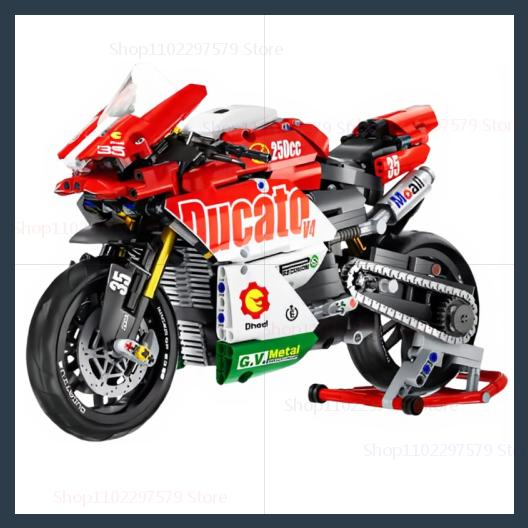 New 1:10 Racer Motorcycle Building Blocks Set 800+pcs MOC Bricks DIY Motorbike Model Gift Toy for Boys Kids Adults Christmas Fun