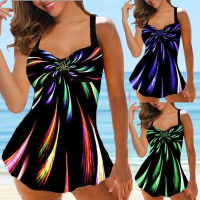 Maiô feminino estampado, roupa de banho tankini, roupa de banho plus size S-8XL