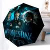 1pc Wednesday Addams Family Automatic Folding Umbrella, Portable Collapsible Design, Casual Outdoor Accessory L1127073