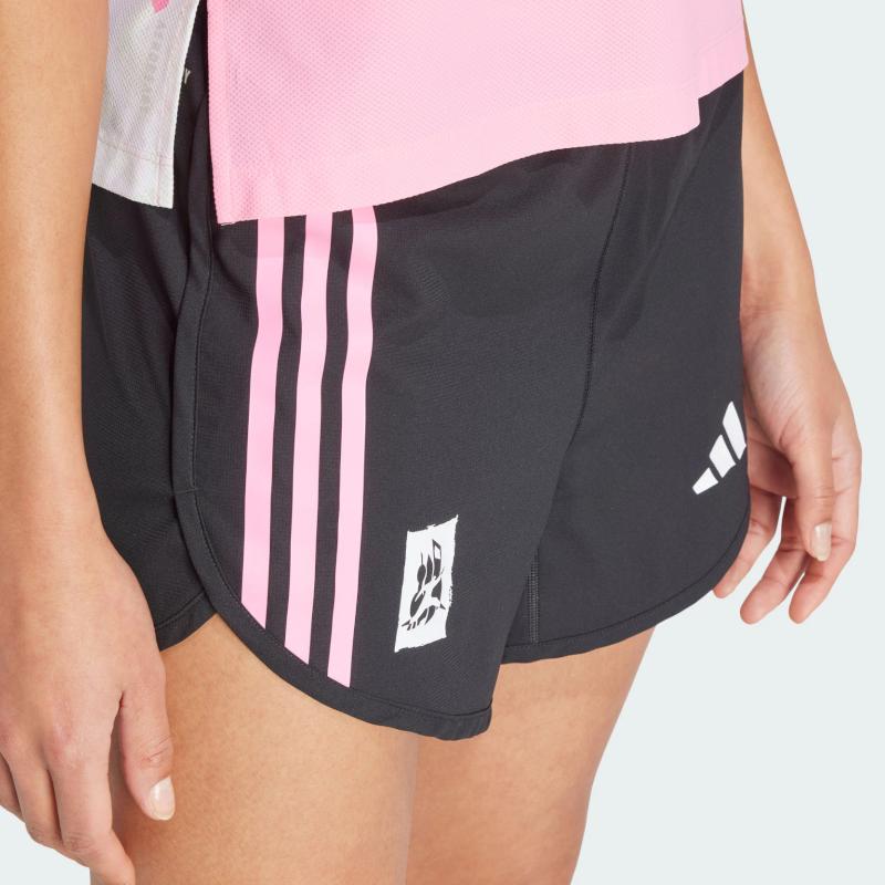 Adidas Shanghai Half Marathon Shorts Three Stripe Color Block Elastic Waist Straight Leg Running Shorts Women Shorts Black IX7772