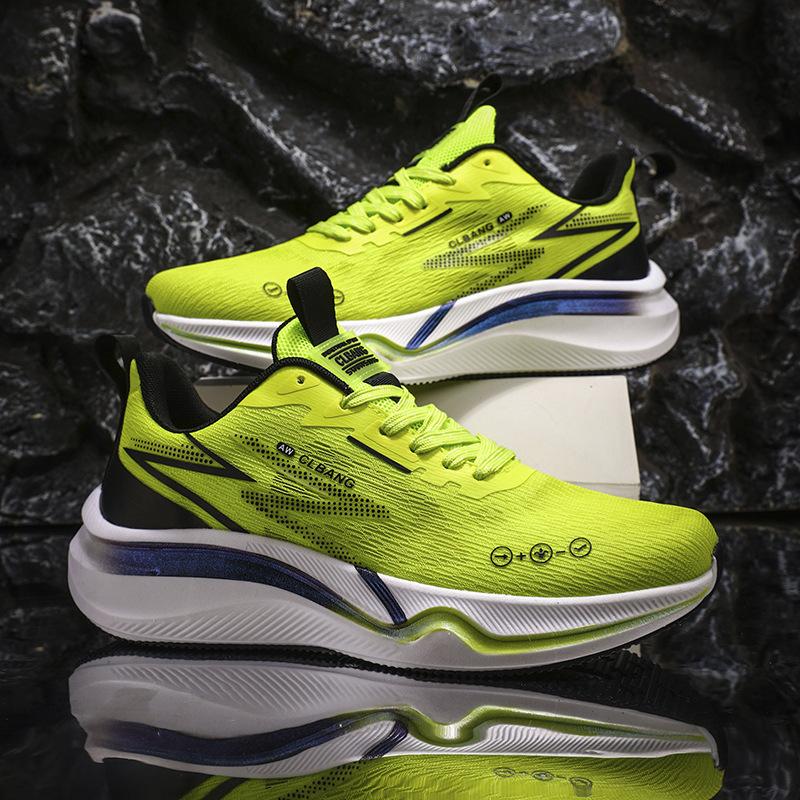 Men's and Women's New Racing Soft-soled Running Shoes Four Seasons Flying Weaving Mesh Breathable MD Rubber Sole Non-slip Sneakers Couple