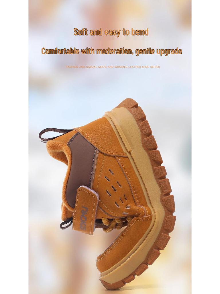 Boys' Fleece-Lined Waterproof Non-Slip Winter Sports Shoes for Mid-to-Big Kids 2025