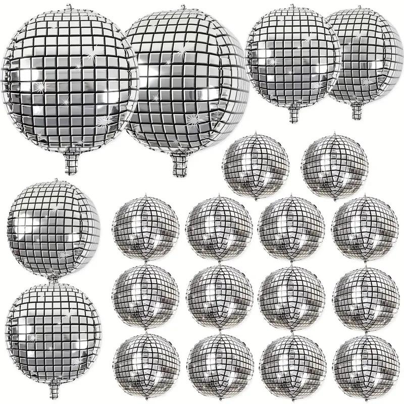 

20Pcs Disco Ball Balloons 32 Inc 22 In 10 Inch 4D Laser Foil Metallic Mirror Party Balloons Disco Party Decorations Silver Balls As Pictures