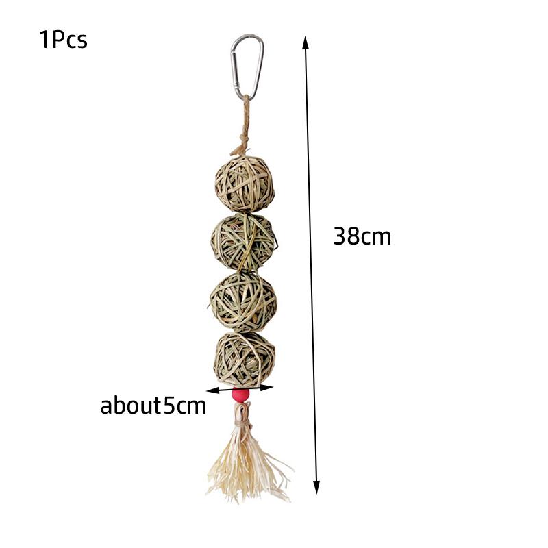 

Natural Pet Chew Toys for Rabbit Hamster Parrot Grass Balls Bite Toy Teething Dental Care Bird Cage Decoration Small Pet Supply