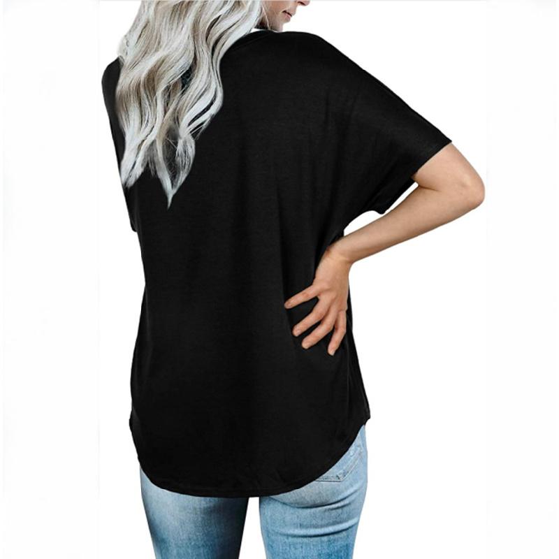 2026 Women's Loose Solid Color V-Neck Casual Summer T-Shirt
