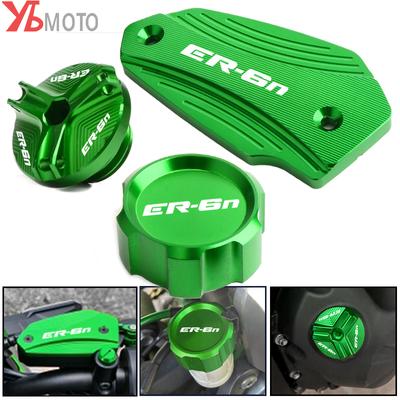 For Kawasaki ER6N ER-6N 2009-2016 Accessories Motorcycle Rear Front Brake Fluid Reservoir Covers & Oil Filler Cap Protector