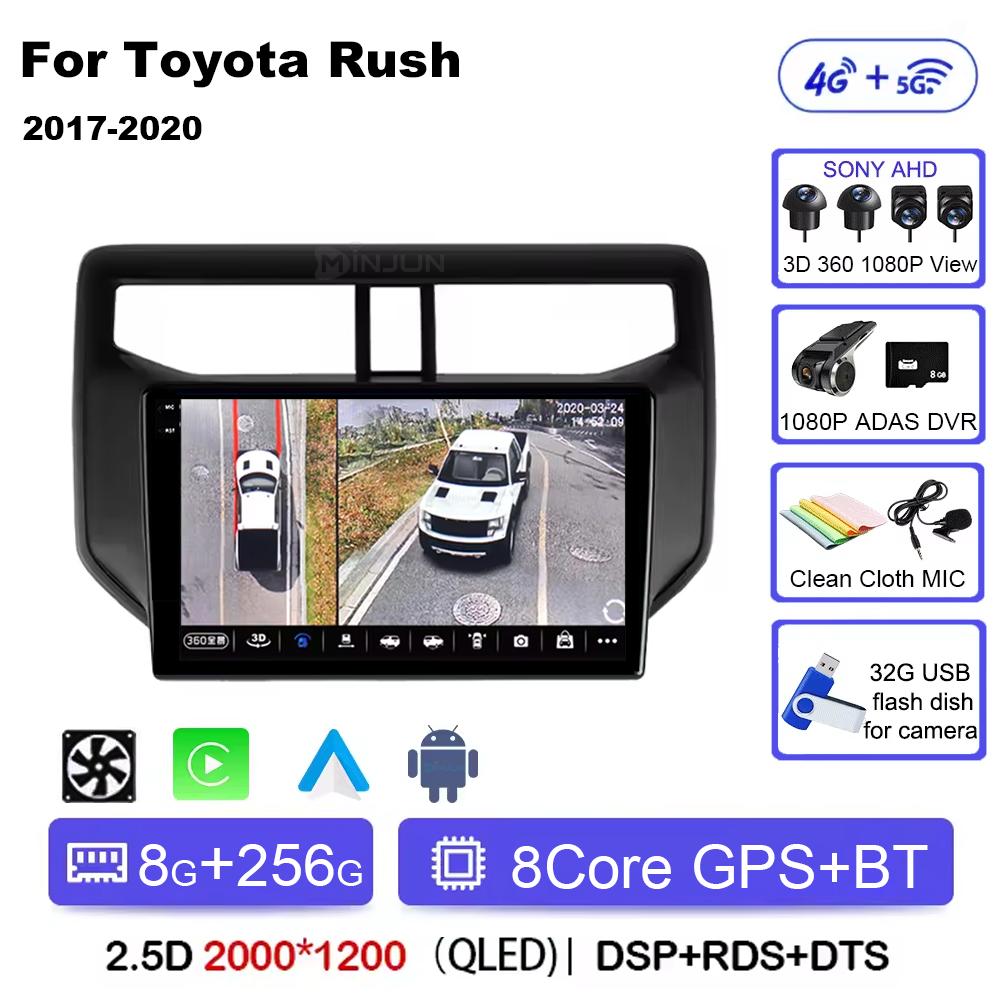Android14 Car Radio For Toyota Rush Daihatsu Terios 2017 2018 2019 2020 Carplay Auto Player GPS Stereo WIFI+4G 360 Camera BT DSP