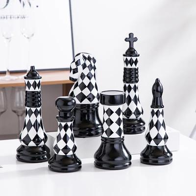 Keramik Schach Schwarz und Weiß Kariertes Schach Ornament Kreative Weiche Dekoration Heimdekoration Modellzimmer Heimtextilien Dekor