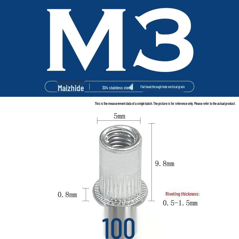 Stainless Steel & Carbon Steel Zinc-Plated Vertical Grain Through Hole Rivet Nut