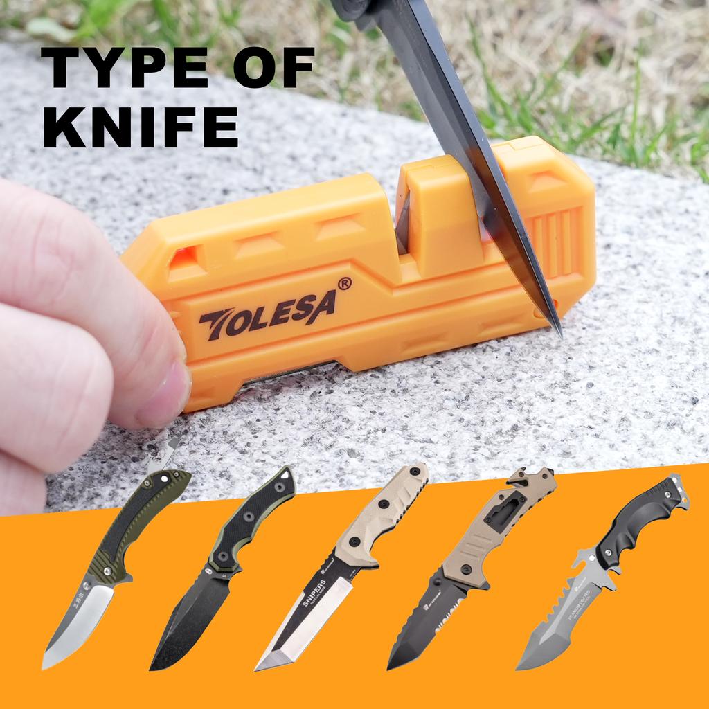 TOLESA 3 In 1 Mini Pocket Knife Sharpener with Diamond Sharpening Rod, Quickly Repair, Restore, Hone Straight and Serrated Blade