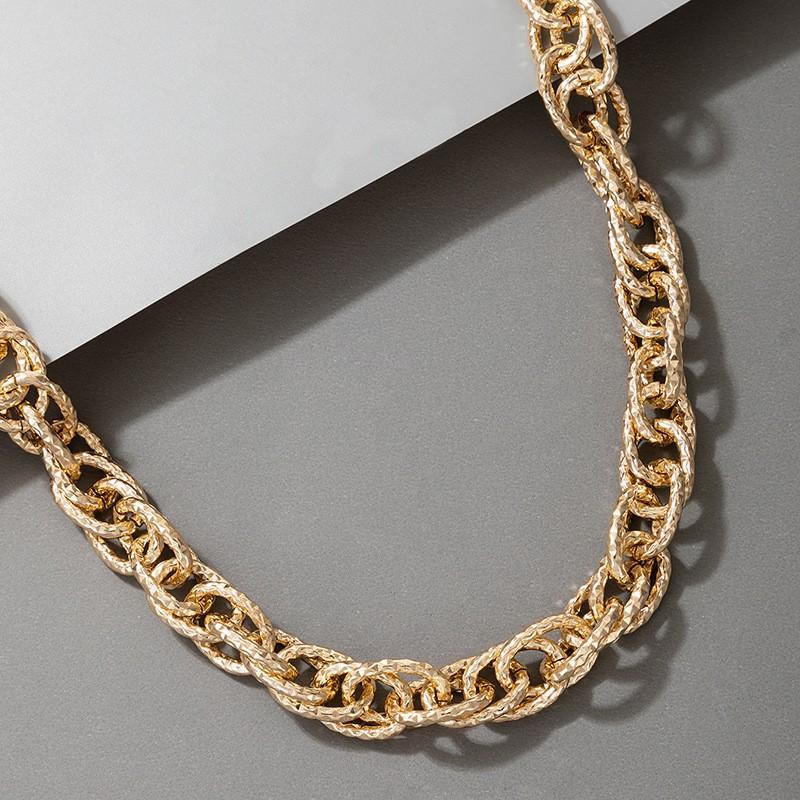 Jewelry Trend Hip Hop Exaggerated Necklace, Thick Chain Single Layer Metal Clavicle Chain Necklace