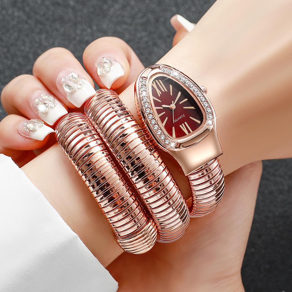 Fashion Women Snake Shape Quartz Watches Luxury Rhinestone Roma Dial Wristwatch Girls Clock Reloj Mujer